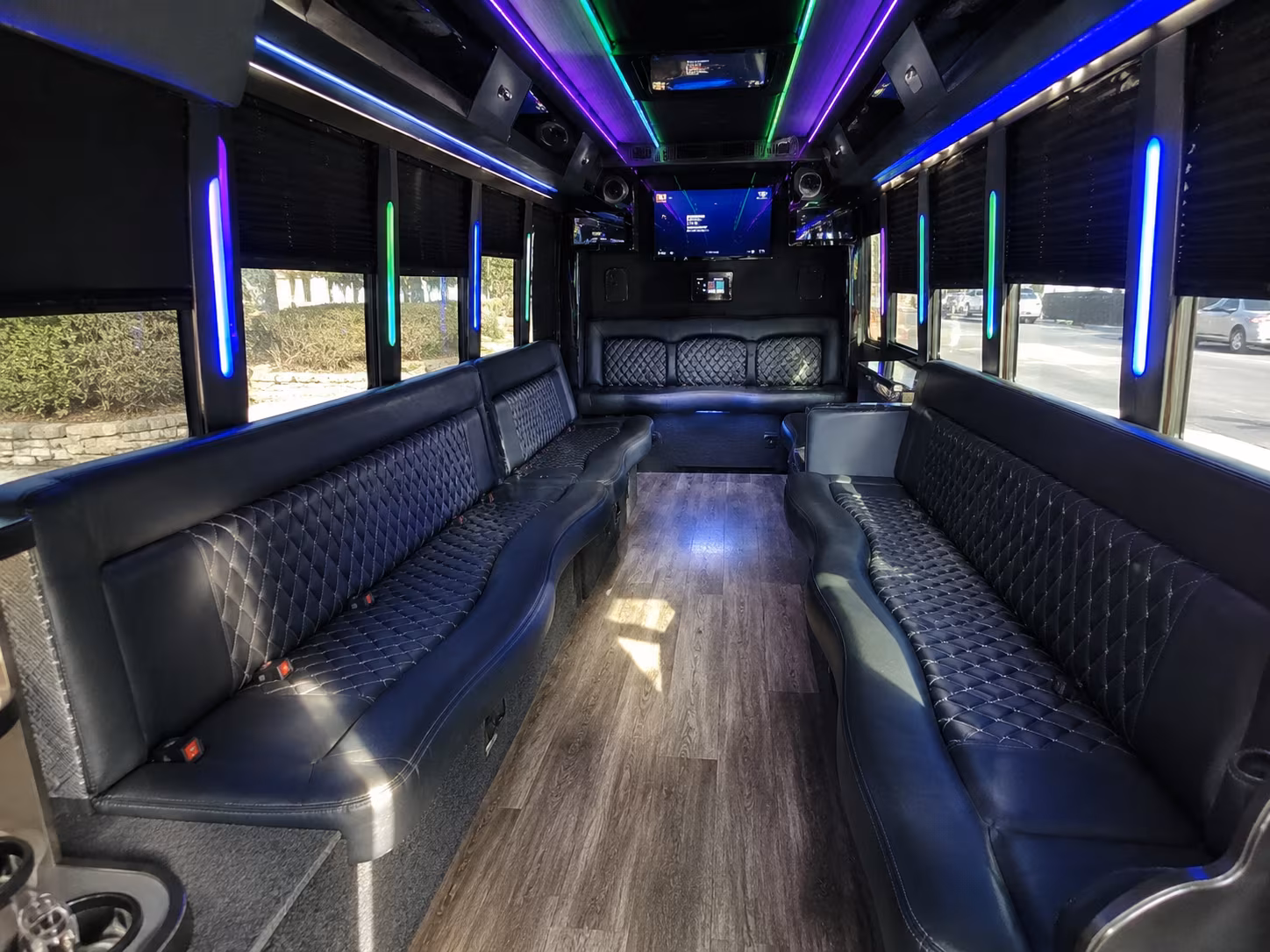 sandy springs 15 passenger party bus interior