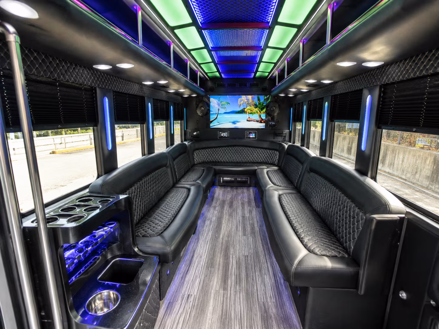 sandy springs 18 passenger party bus inside