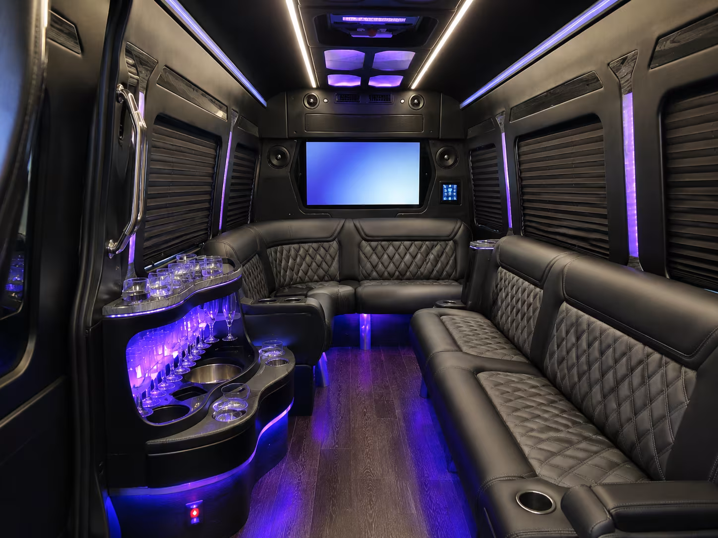 sandy springs 28 passenger party bus interior
