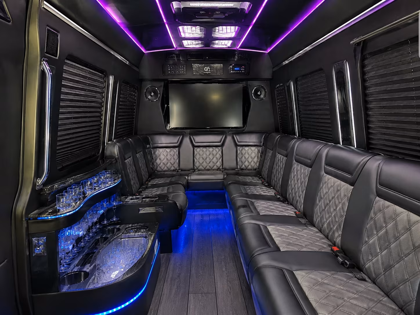 sandy springs 30 passenger party bus interior